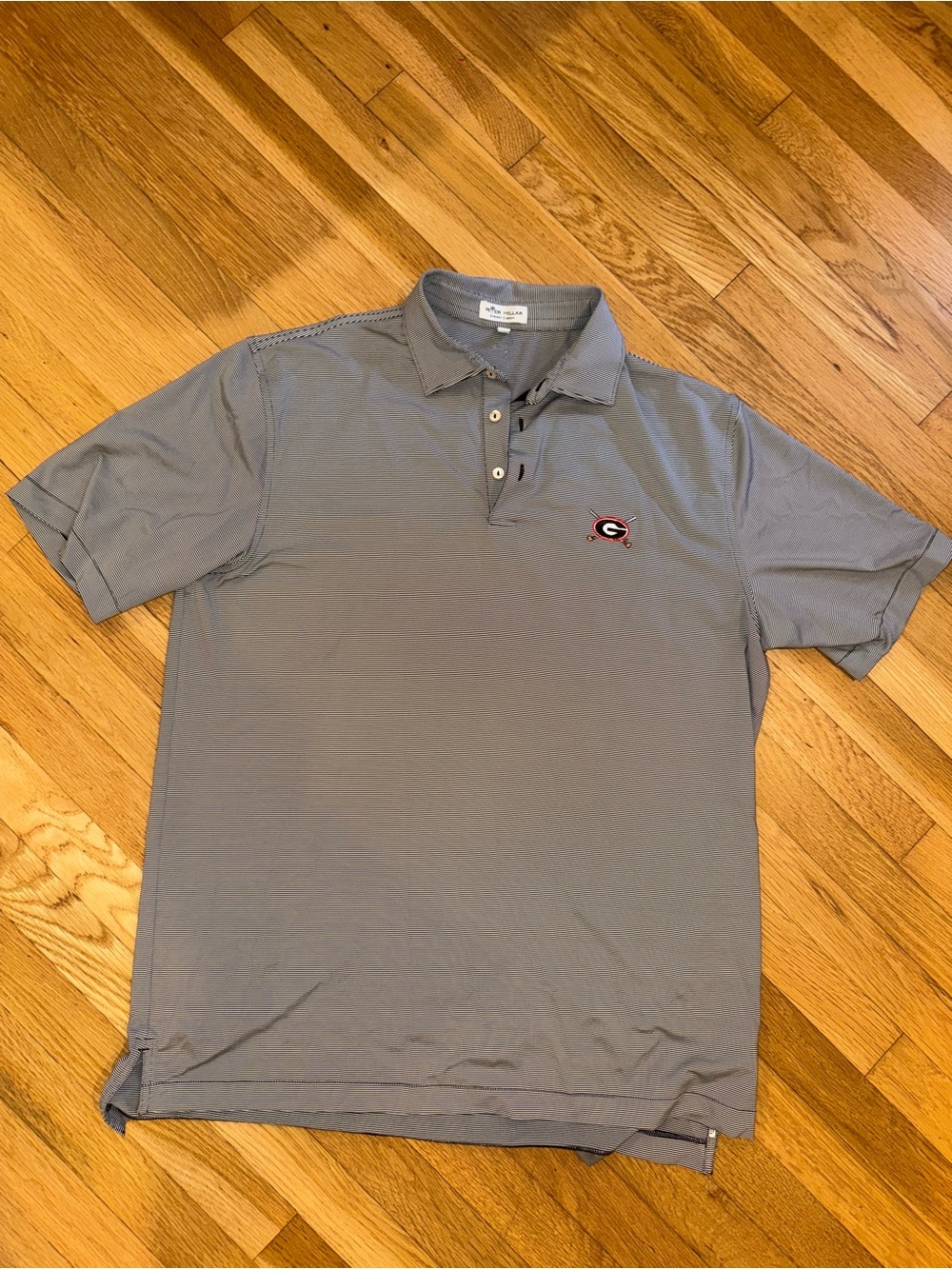 Men’s Peter Millar Black/White Stripe Georgia Bulldogs Jubilee Polo Sz L $149